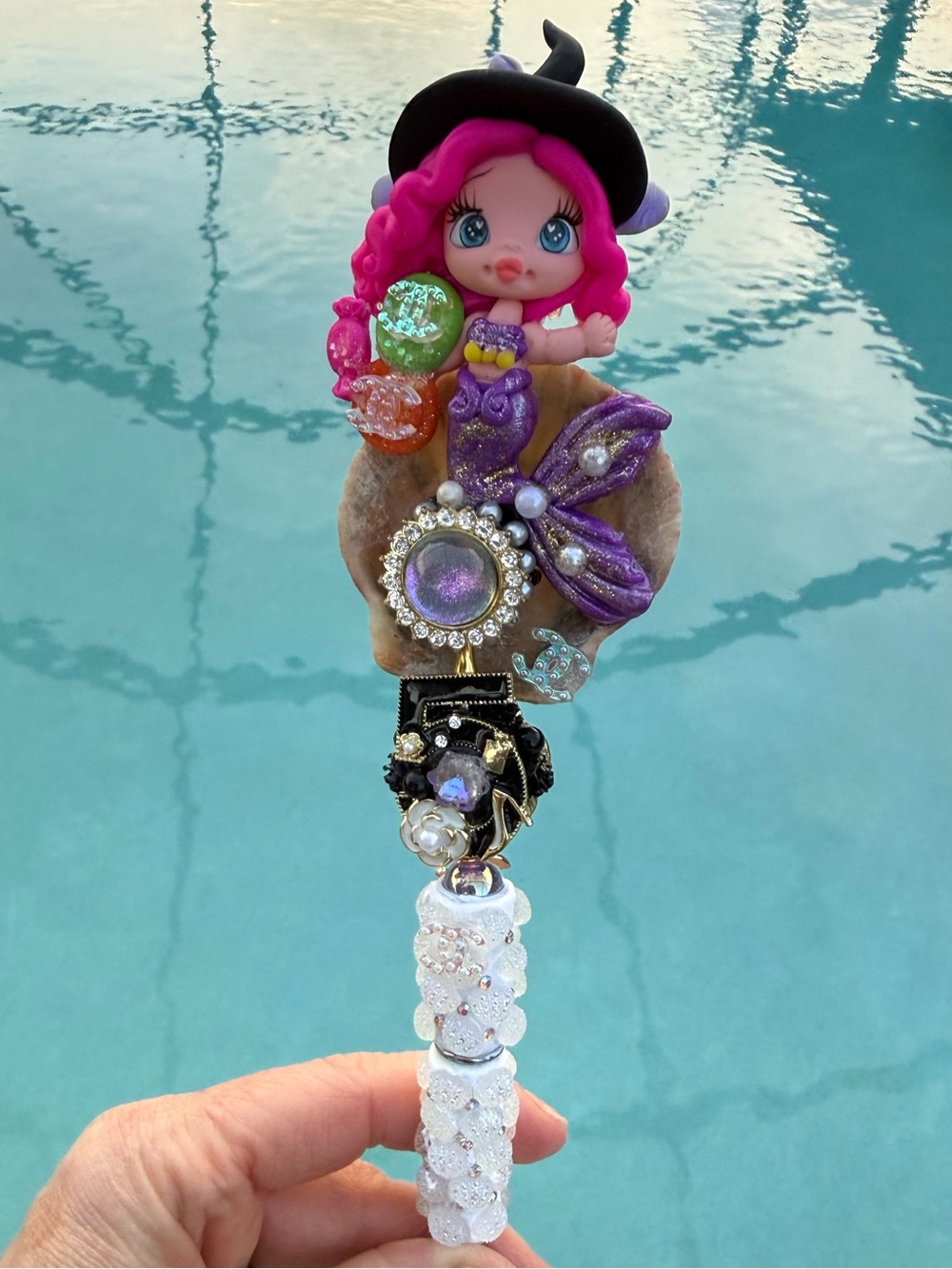 NEW Handcrafted Pink & Purple Mermaid Witch Doll CUSTOM PEN